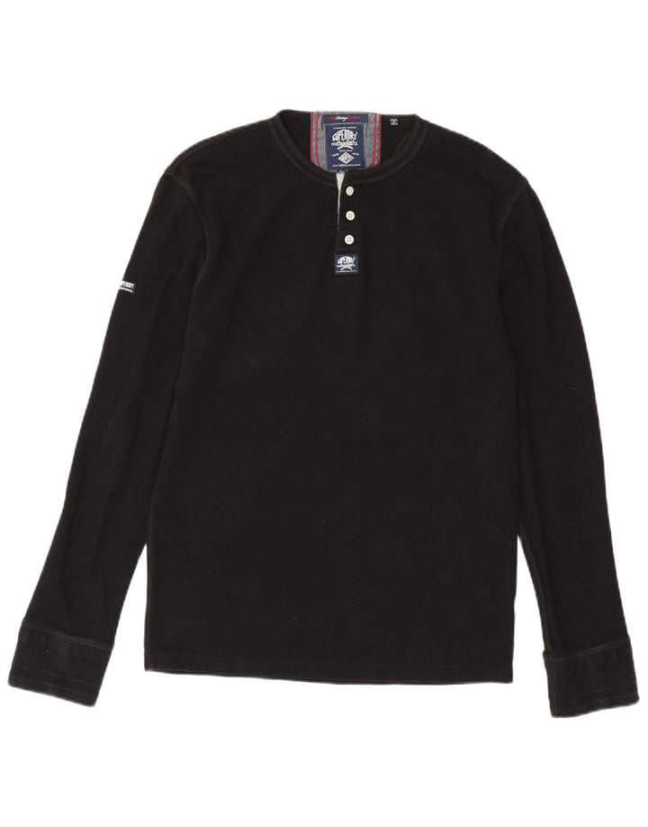 SUPERDRY Mens Heritage Top Long Sleeve XL Black Cotton