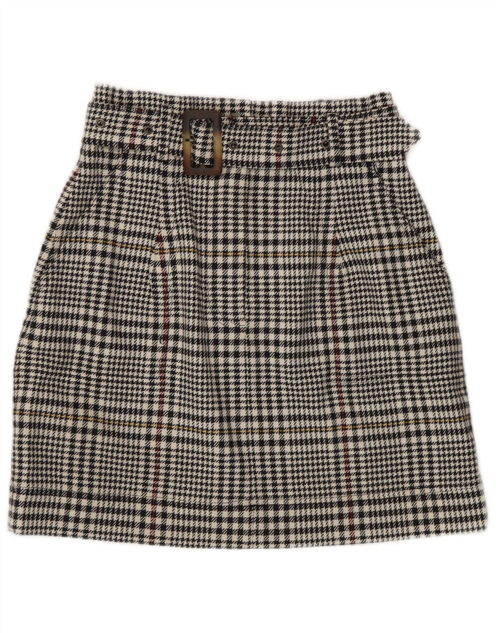 Marks & Spencer Dame Mini-nederdel UK 8 Small W26 Black Houndstooth Bomuld