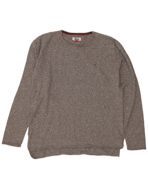 Tommy Hilfiger Mens Crew Neck Jumper Sweater Medium Grey Flecked Cotton