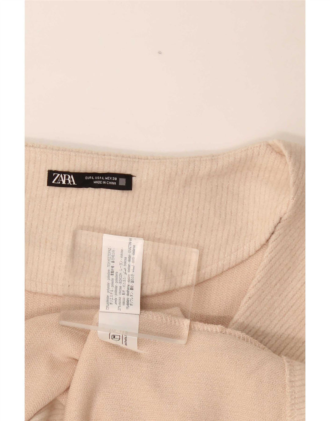 Camicetta a maniche lunghe da donna Zara UK 14 Large Beige Poliestere