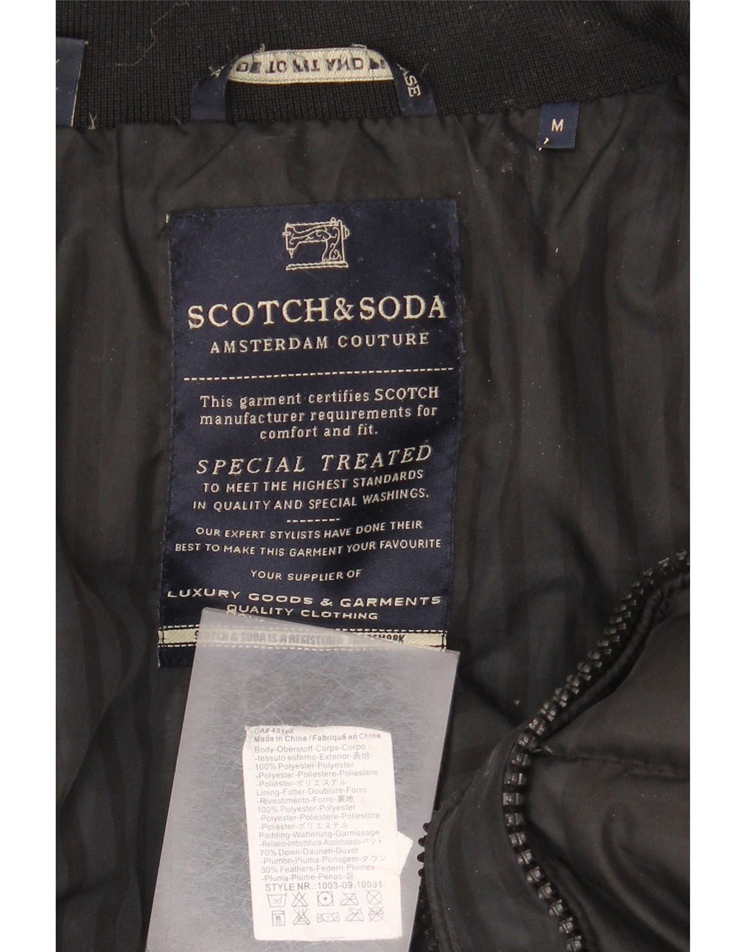Scotch & Soda Mens Amsterdam Couture Padded Jacket UK 38 Medium Black Check
