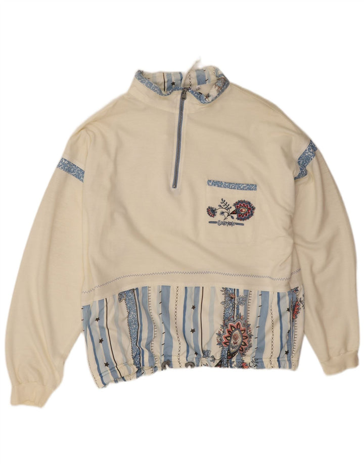 Canyon Womens Oversized Sweatshirt Jumper EU 40 Medium Off White Floral