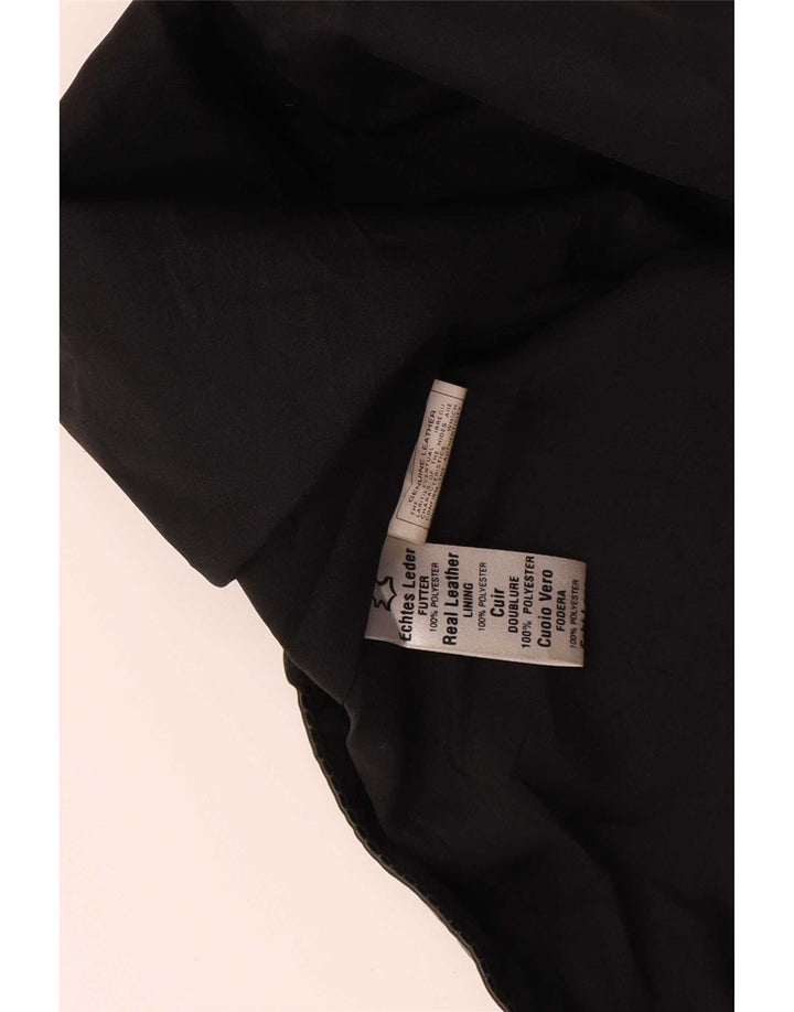 Vintage Mens Leather Waistcoat Medium Black