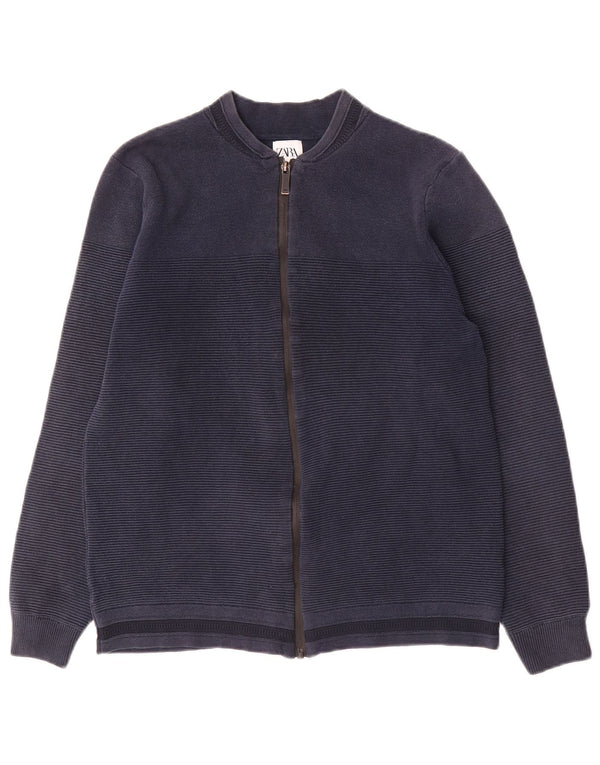 Pulover cardigan pentru bărbați Zara, mediu bleumarin, cu dungi