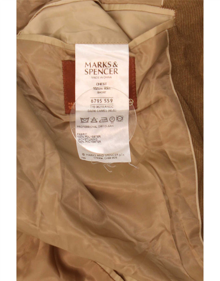 Marks & Spencer Mens 3 Button Corduroy Blazer Jacket UK 40 Medium Beige