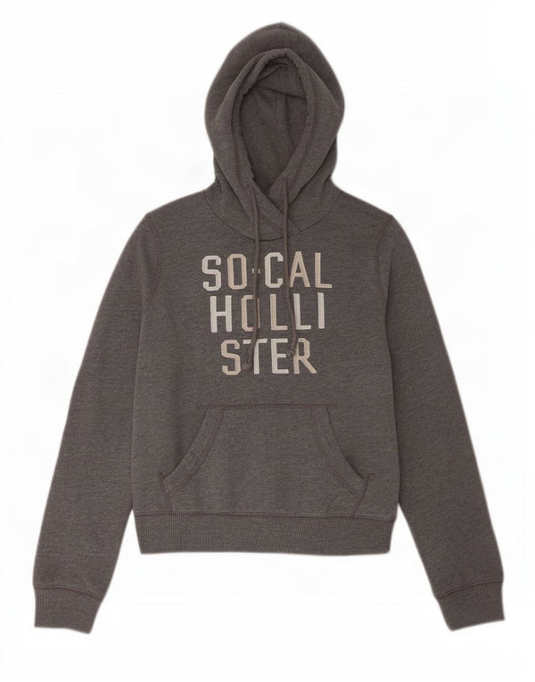 Hollister Womens Graphic Hoodie Pullover UK 6 XS Graue Baumwolle