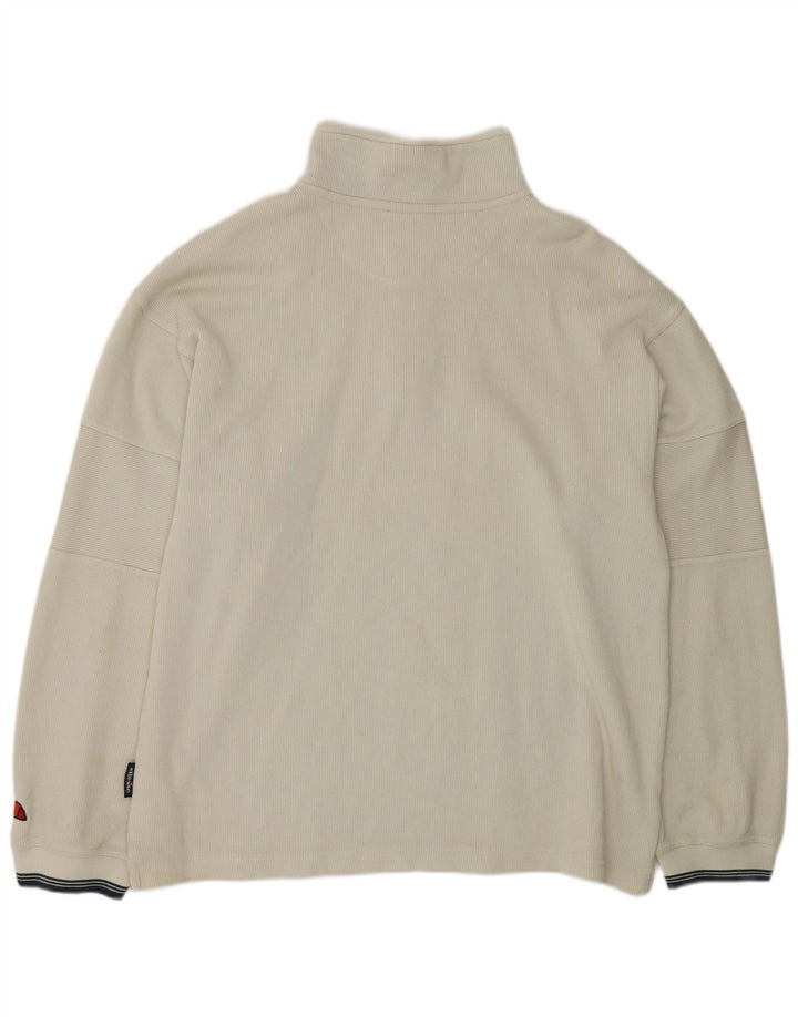 ELLESSE Mens Zip Neck Sweatshirt Jumper XL Grey Cotton