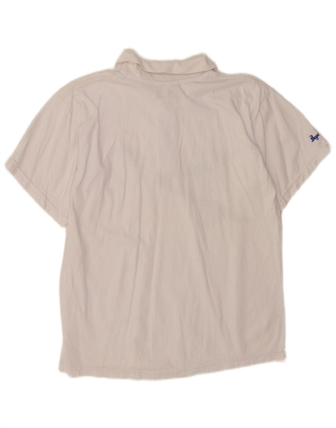 Vintage Mens Graphic Polo Shirt Medium White Cotton