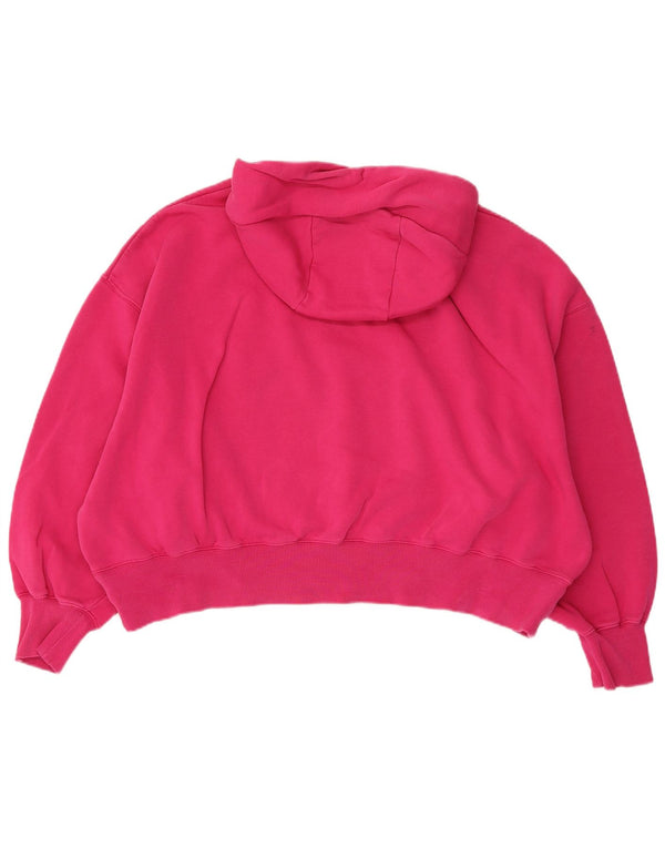 Nike Dame Crop Oversized Hoodie Jumper UK 14 Medium Pink Bomuld