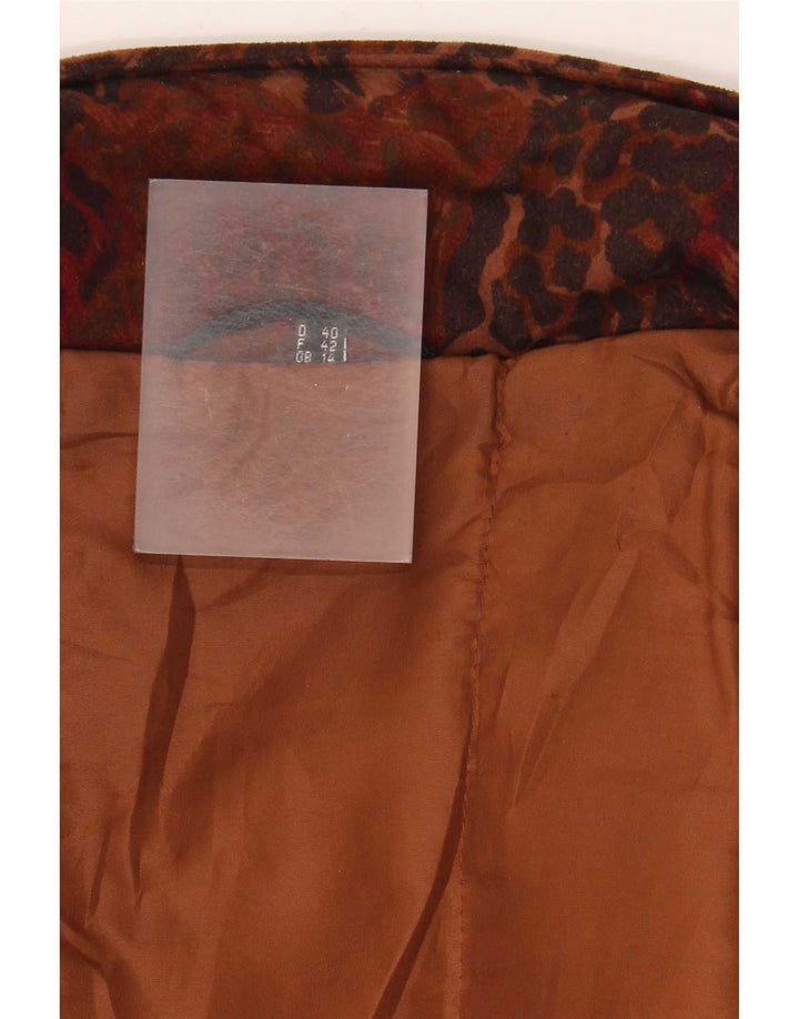 Vintage Womens Oversized Bomber Jacket UK 14 Large Brown Animal Print