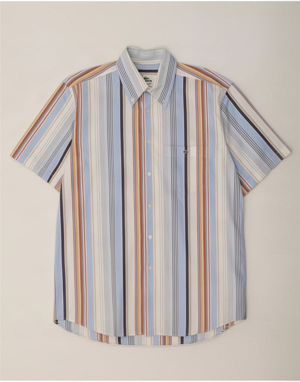 Lacoste Chemise Manches Courtes Homme Large Coton Rayé Multicolore