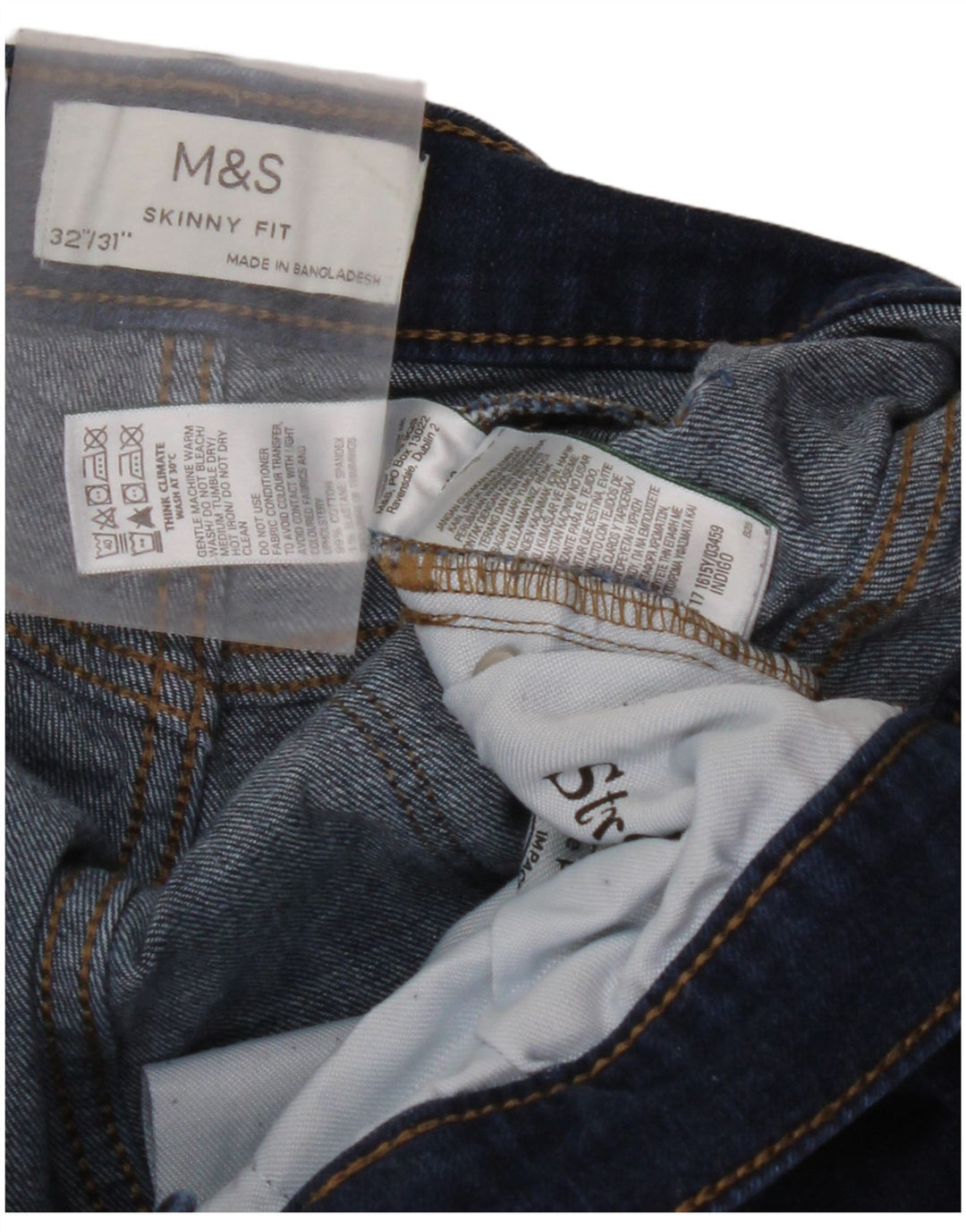 MARKS & SPENCER Dame Skinny Jeans W32 L29 Blå Bomuld