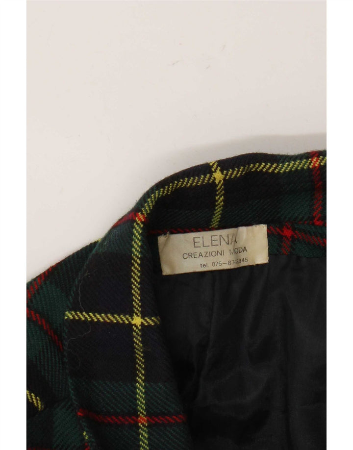 Giacca blazer vintage da donna a 2 bottoni UK 16 grande motivo a quadri verdi