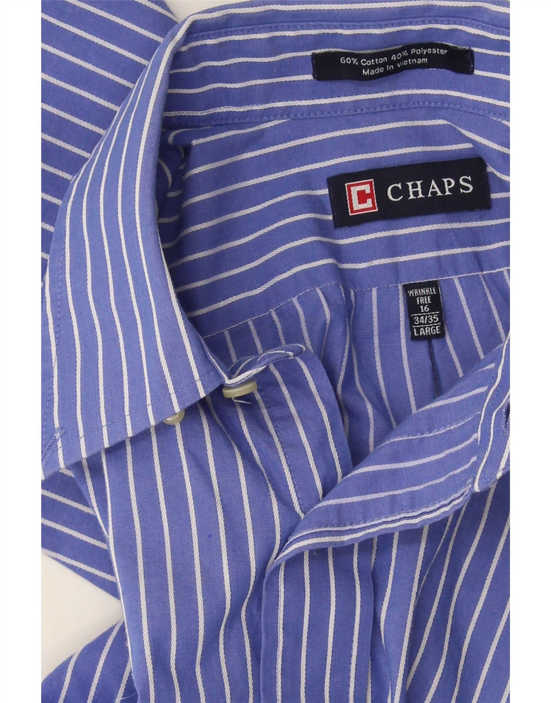 Chaps Herrenhemd, Größe 16, groß, blaue Nadelstreifen-Baumwolle