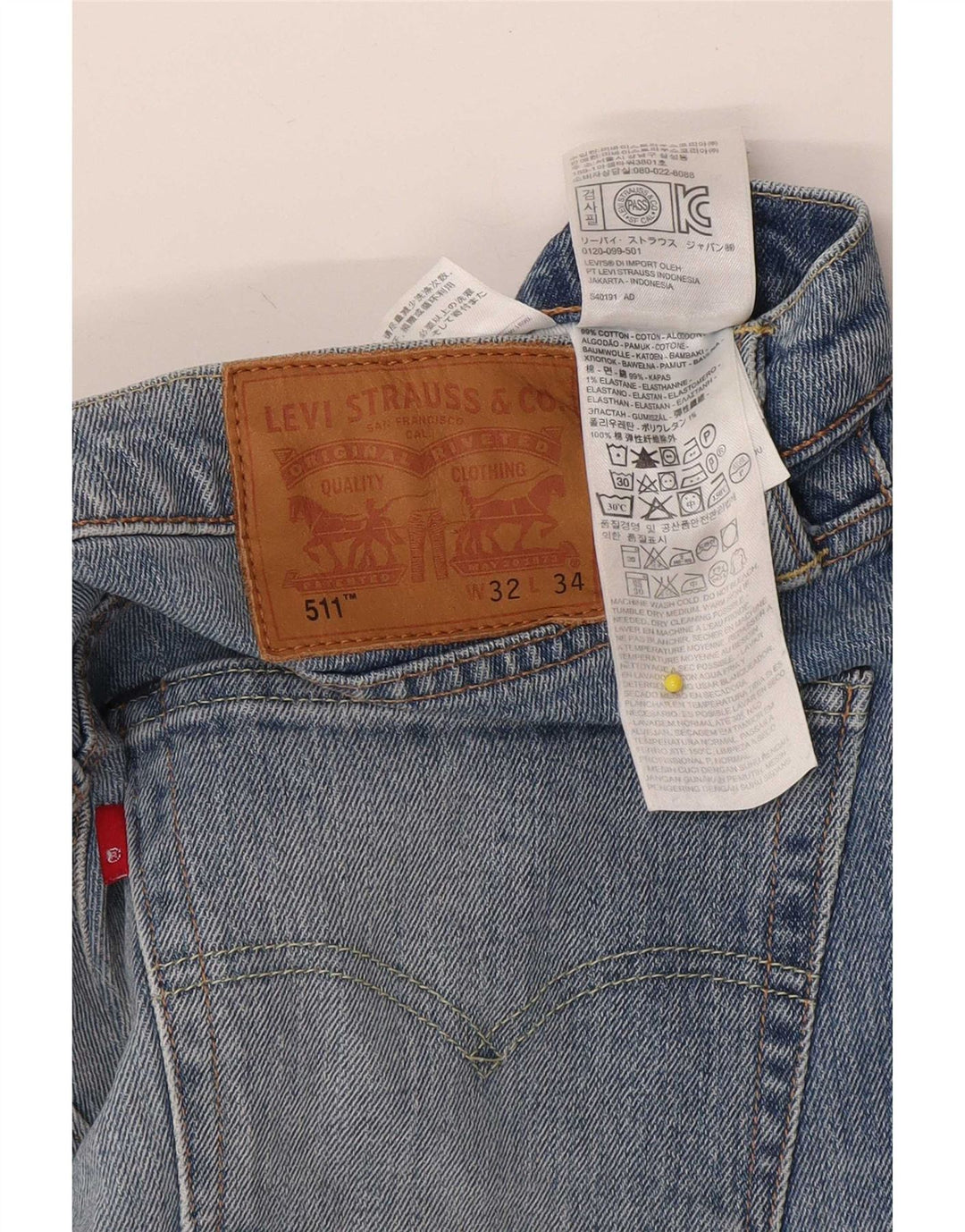 Levi's Mens 511 Denim Shorts W32 Medium Blue Cotton