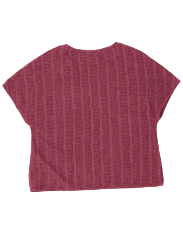 Tricou pentru femei Marks & Spencer Top UK 14 Large Maroon Striped Poliester