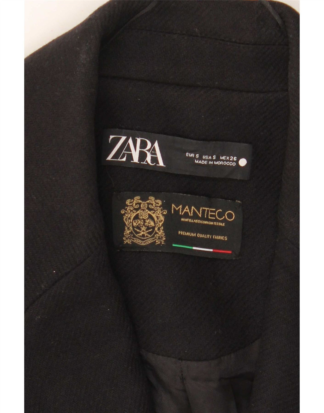 Zara Damen Übergroßer zweireihiger Mantel UK 10 Small Schwarz