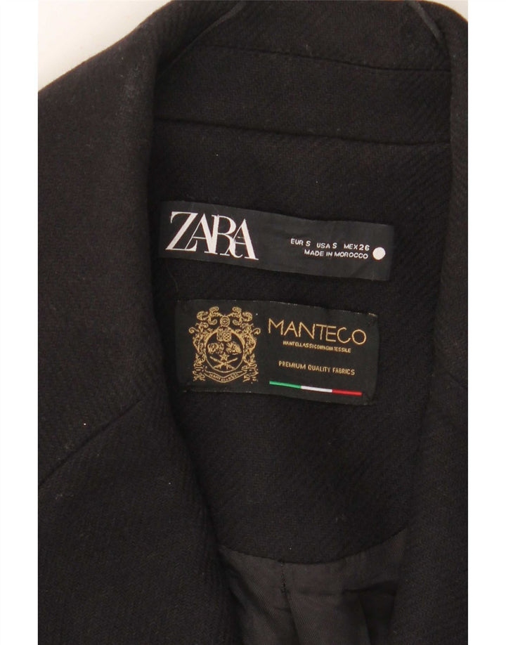 Zara Damen Übergroßer zweireihiger Mantel UK 10 Small Schwarz