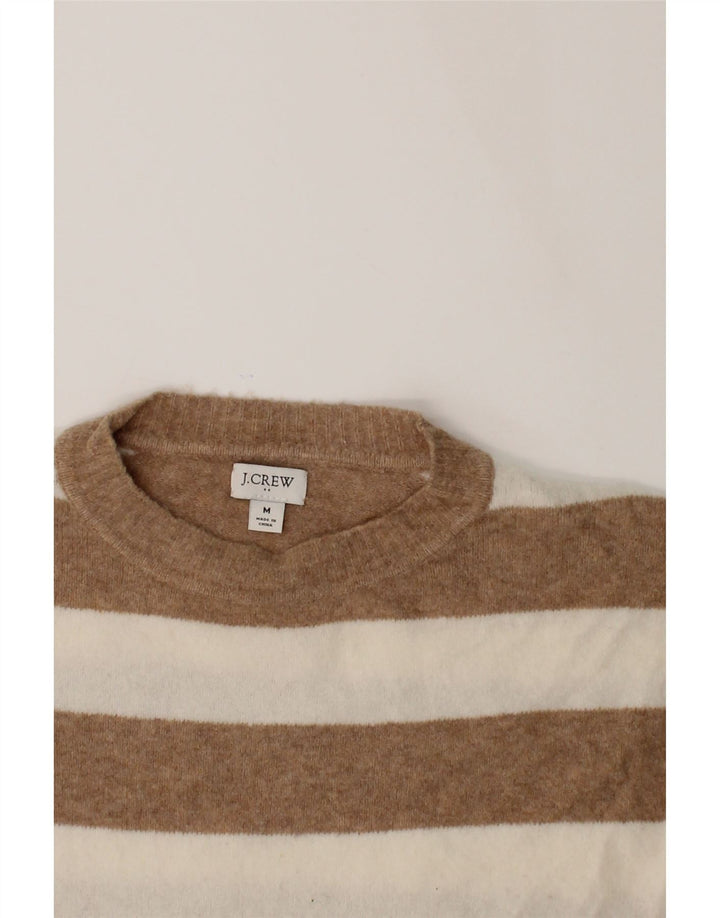 J. CREW Womens Crew Neck Jumper Sweater UK 14 Medium Beige Striped Vintage J. Crew and Second-Hand J. Crew from Messina Hembry 