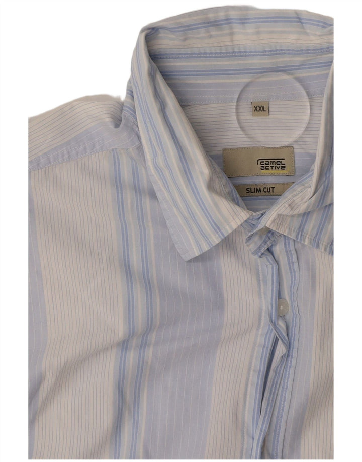 CAMEL ACTIVE Mens Slim Short Sleeve Shirt 2XL Blue Striped