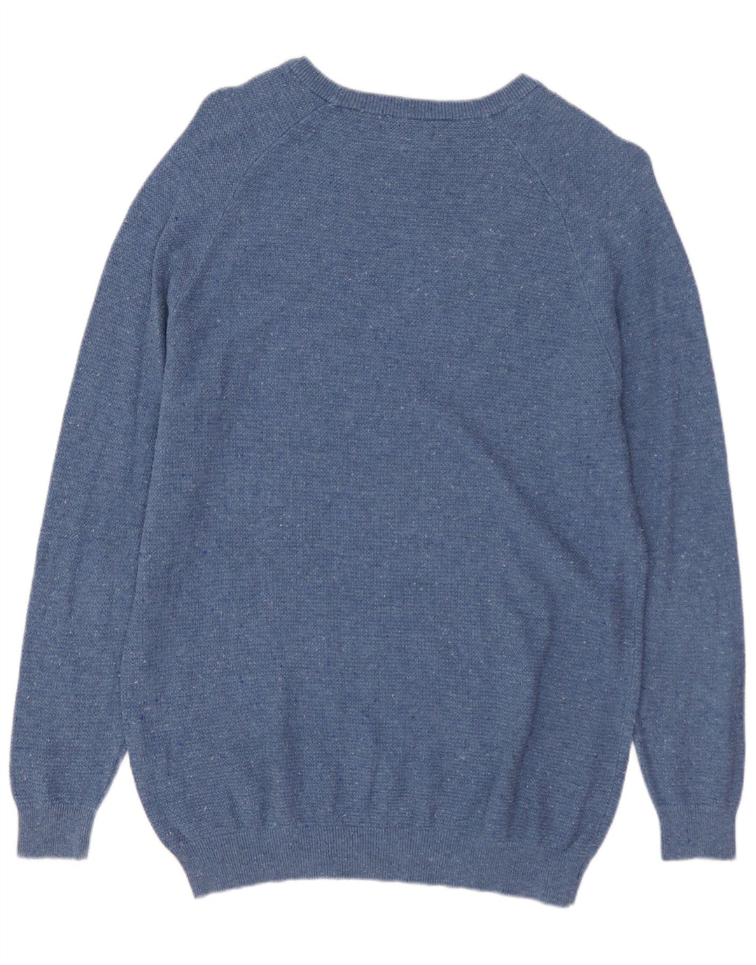 ZARA Herren-Pullover mit U-Boot-Ausschnitt, Mittelblau meliertes Polyester