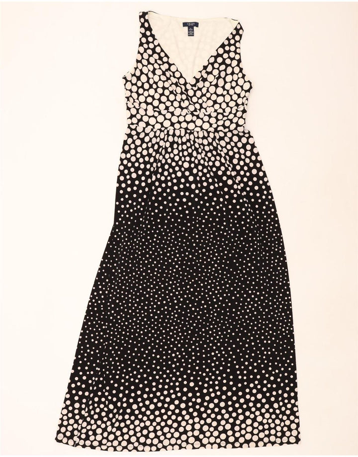 CHAPS Womens Sleeveless Maxi Dress UK 14 Large Black Spotted Polyester