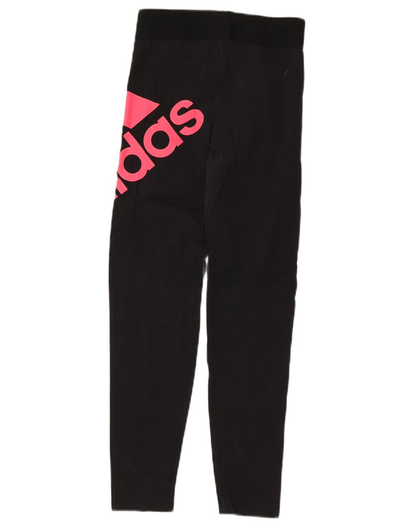 Leggings grafici Adidas per ragazze 11-12 anni in cotone nero