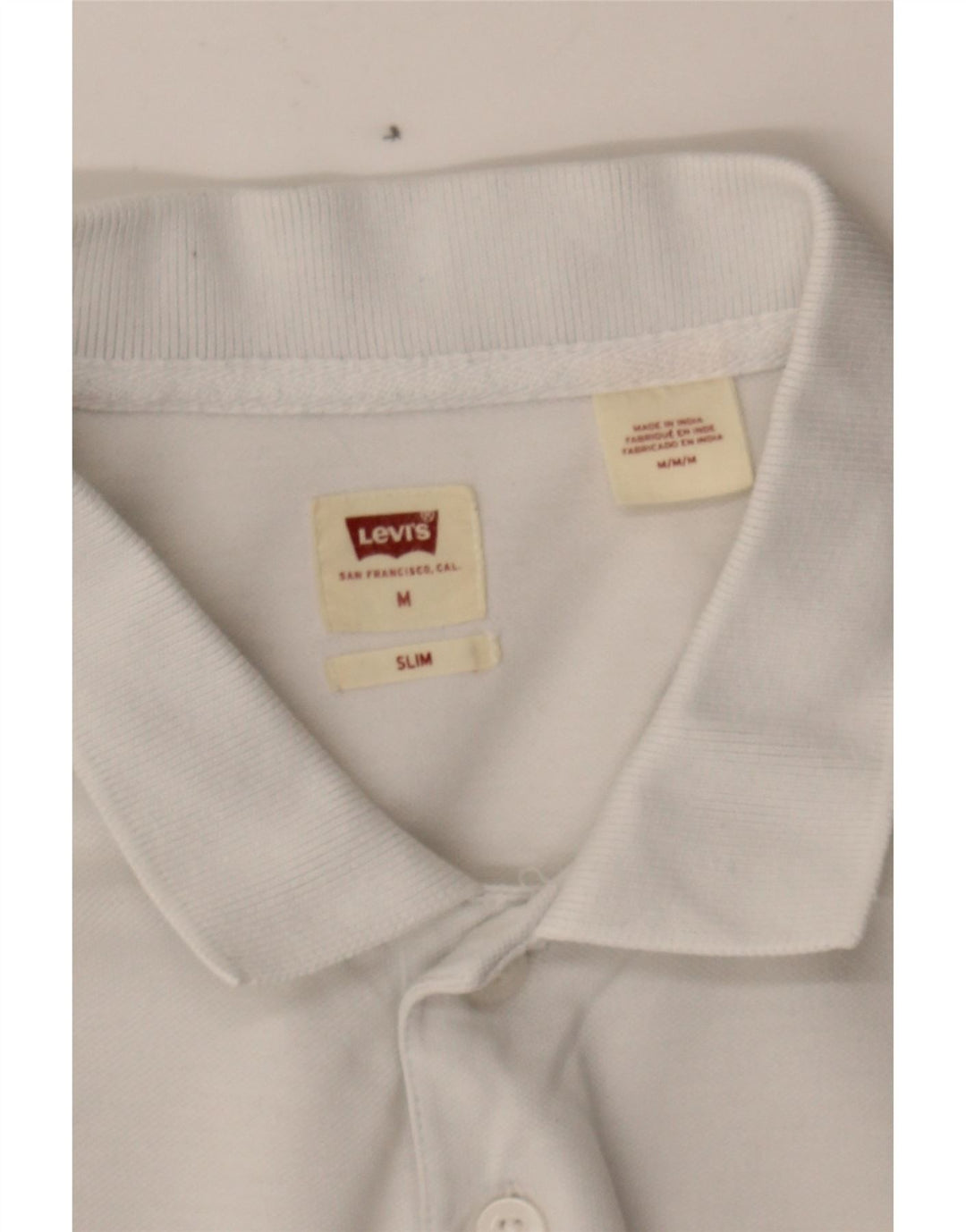 LEVI'S Mens Slim Polo Shirt Medium Off White Cotton Vintage Levi's and Second-Hand Levi's from Messina Hembry 