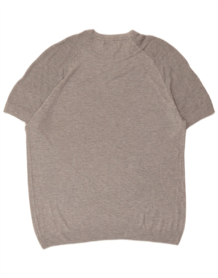 ZARA Mens Short Sleeve Crew Neck Jumper Sweater XL Grey