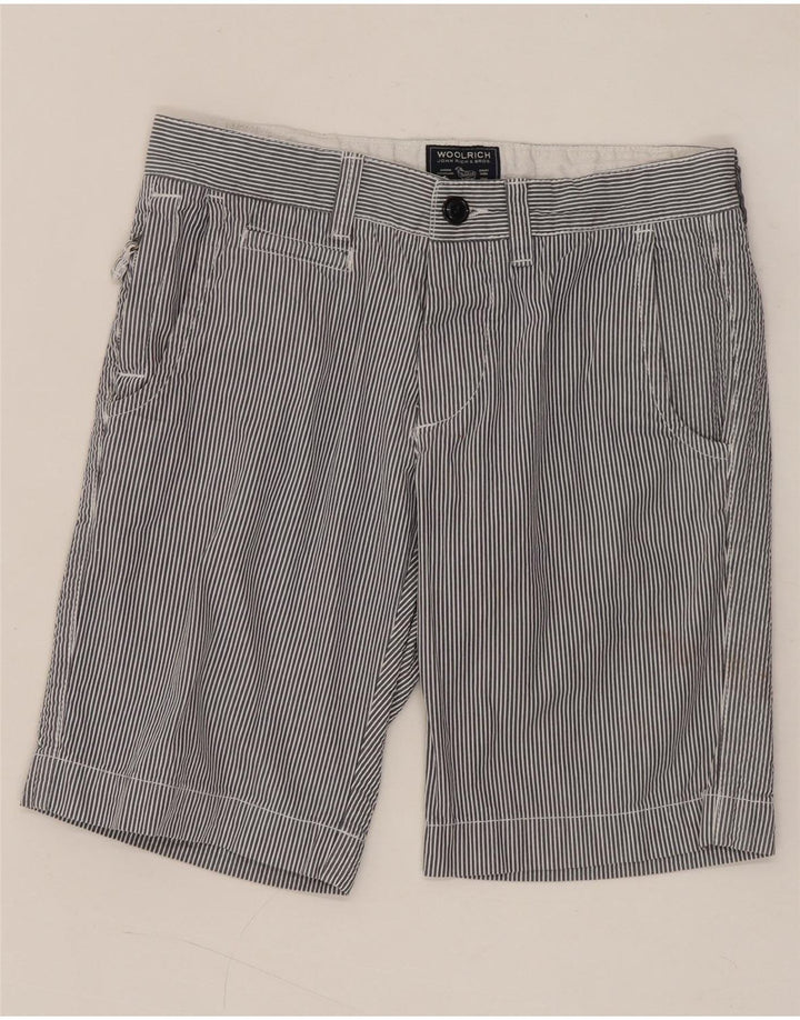 Woolrich Mens Casual Shorts W30 Medium Navy Blue Pinstripe Cotton