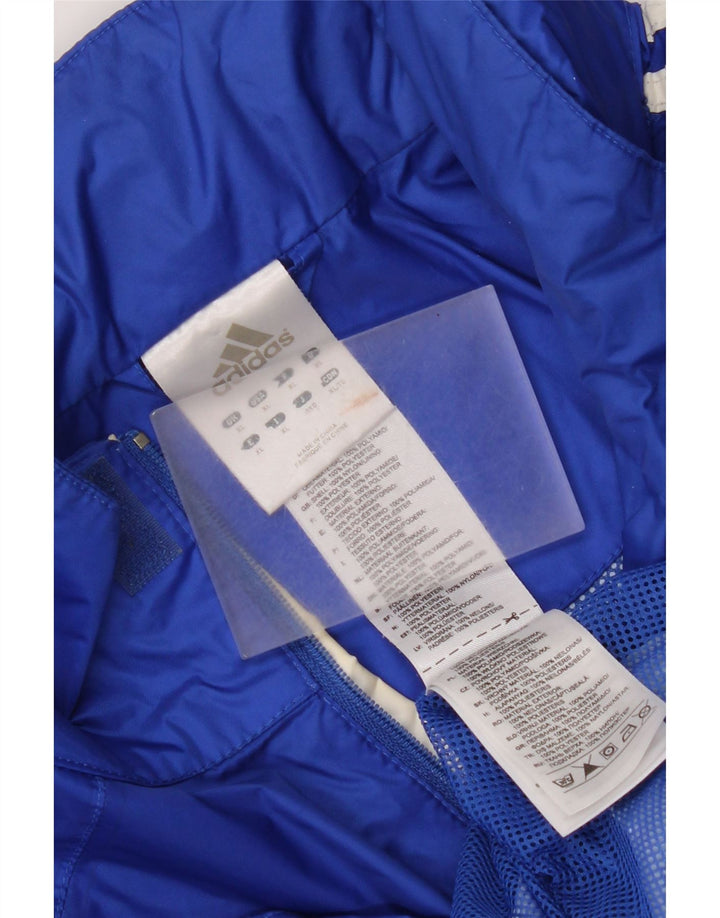 Adidas Mens Hooded Rain Jacket UK 42 XL Blue Polyamide