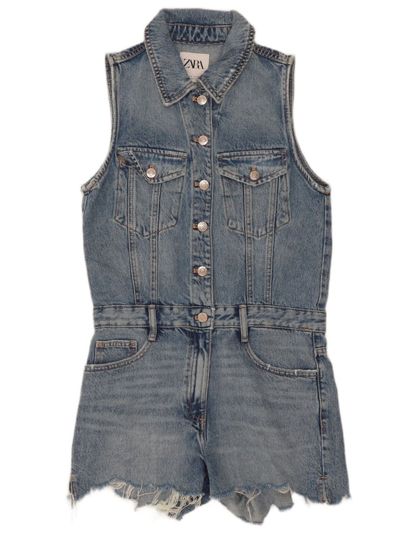 Zara női ujjatlan farmer playsuit UK 10 kis kék pamut