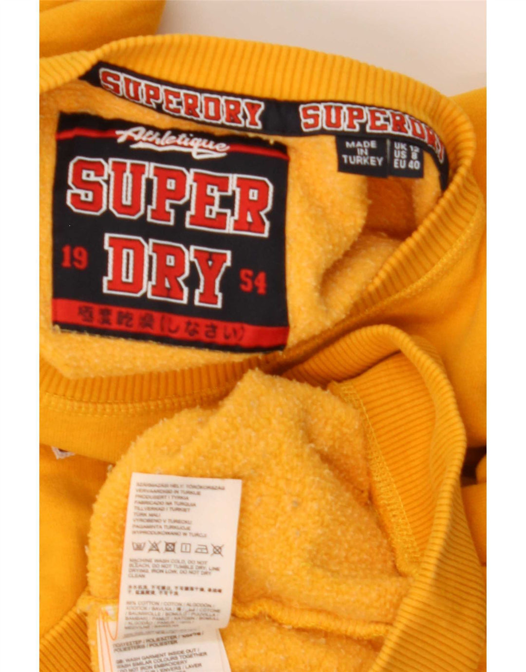 Superdry Damen-Sweatshirt mit Grafik-Übergröße, Größe UK 12, Mittelgelb