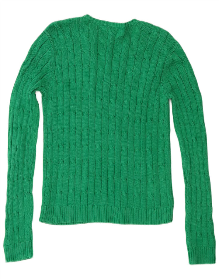 Chaps Damen-Pullover mit V-Ausschnitt, UK 12, mittelgrün, Baumwolle