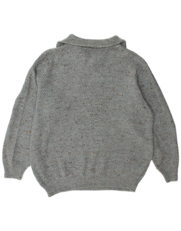 Umberto Rosetti Mens Zip Neck Jumper Sweater UK 42/44 Large Grey Flecked