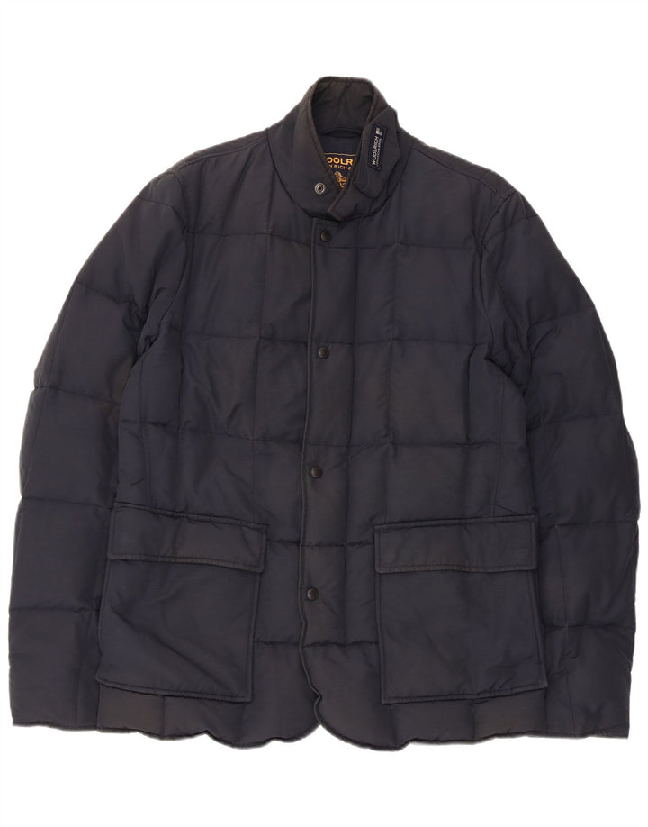 Woolrich Mens Padded Jacket UK 38 Medium Navy Blue Cotton