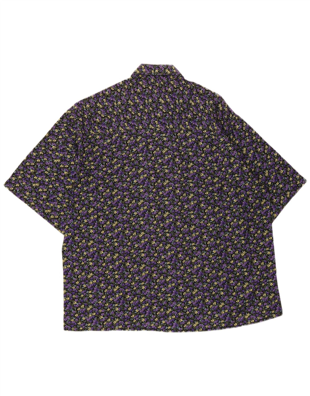 Vintage Mens Short Sleeve Shirt Medium Purple Floral