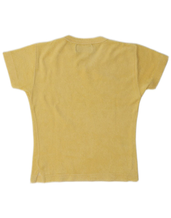 Lee Womens Crop Velvet T-Shirt Top UK 10 Petit Coton Jaune