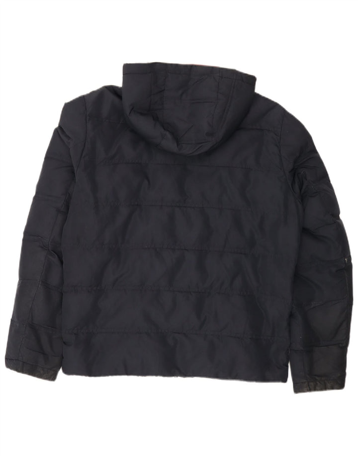 Michael Kors Mens Hooded Padded Jacket UK 38 Medium Navy Blue Polyester