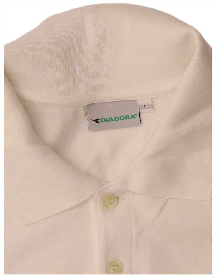 Diadora Mens Polo Shirt Large White Cotton
