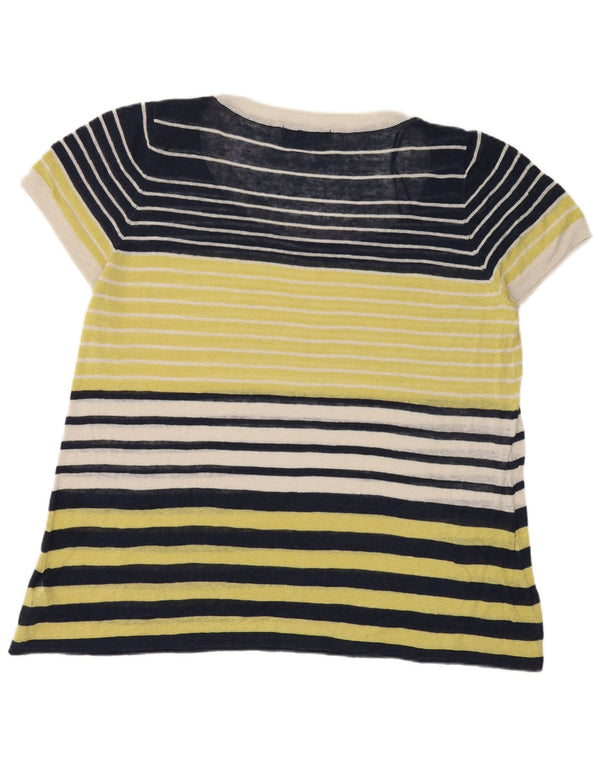 T-shirt da donna Marks & Spencer Top UK 20 2XL Lino a righe blu navy