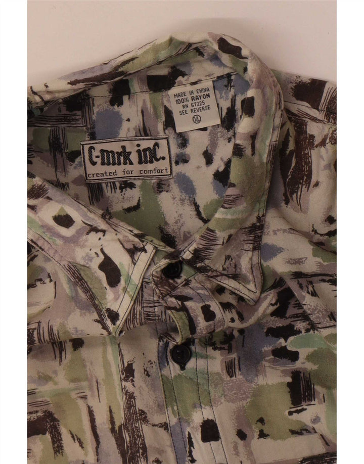 Camicia a maniche corte vintage da uomo con motivo astratto XL Rayon multicolore