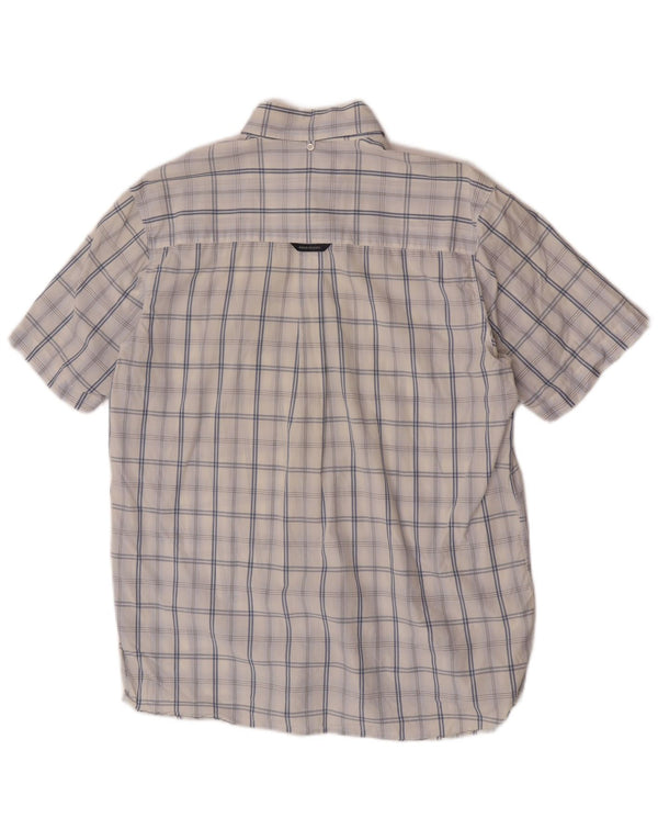 Fred Perry Chemise à manches courtes pour homme en coton à carreaux blancs