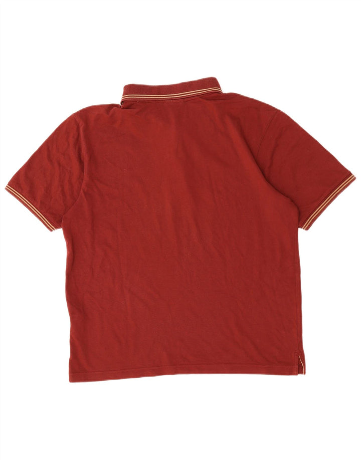 Champion Mens Polo Shirt Medium Burgundy Striped Cotton