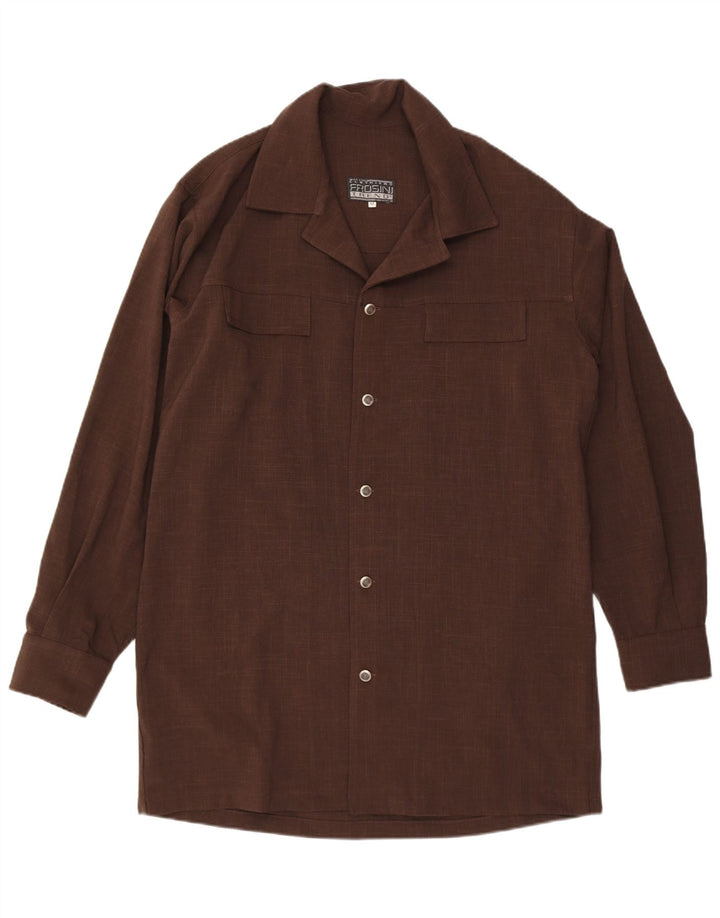 FROSINI TREND Mens Big & Tall Loose Fit Shirt Medium Brown