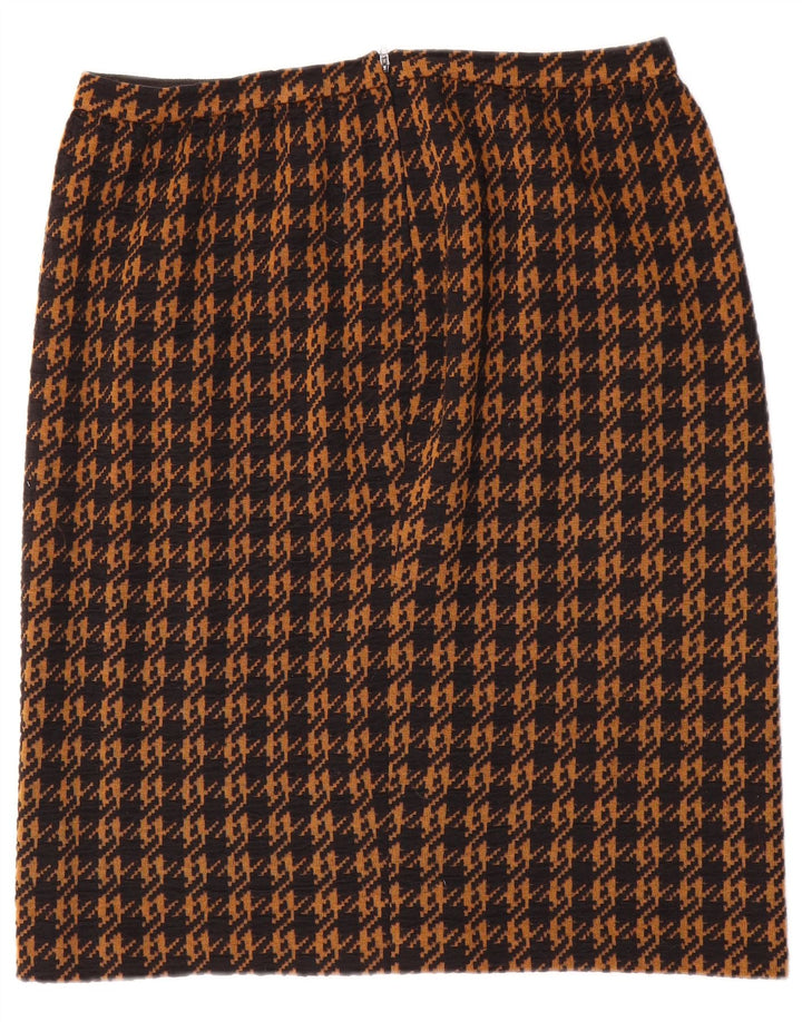 Vintage Womens Straight Skirt W32 Large Brown Houndstooth