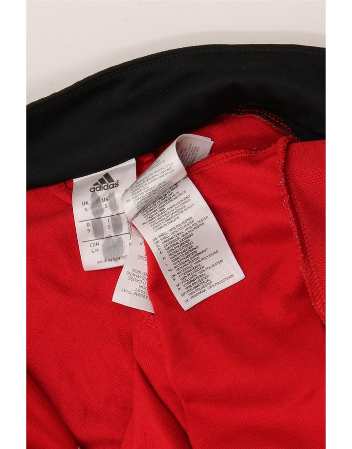 Adidas Mens Graphic Tracksuit Top Jacket Small Red Colourblock Polyester