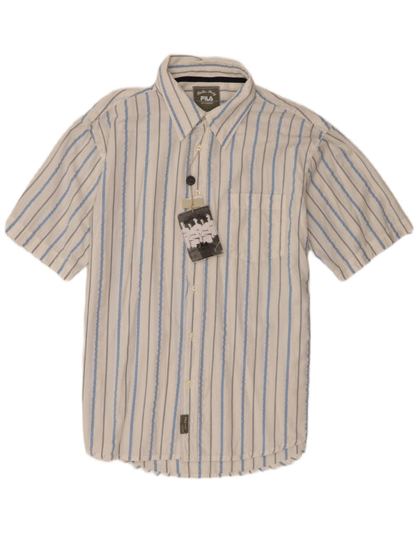 Fila Camisa de manga corta para hombre 2XL Algodón a rayas blancas