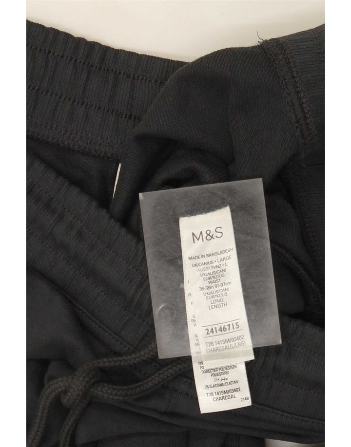 Marks & Spencer Womens Tracksuit Trousers UK 16 Large Grey Cotton