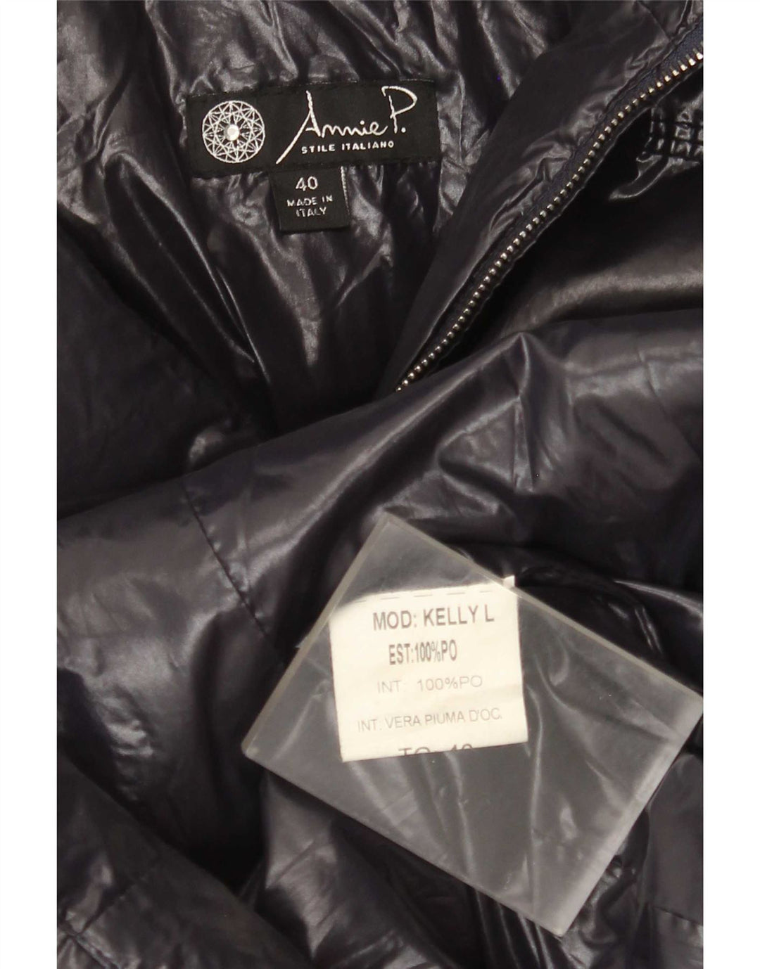 Vintage Womens Hooded Padded Coat IT 40 Small Navy Blue Polyester